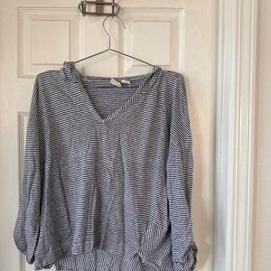 100% linen striped hoodie